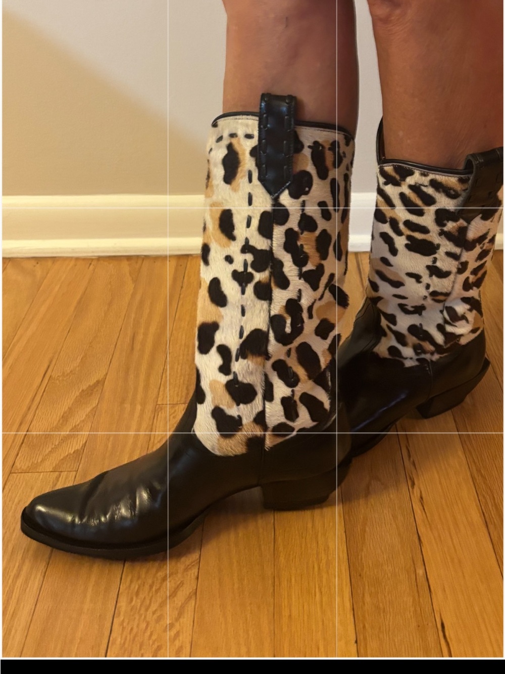 Donald Pliner Black Leather & Animal Print Mid-Calf Women’s Boots